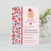 007 rote Beeren-Patch-Cupcake-Baby-Party Einladung (Stehend Vorderseite)