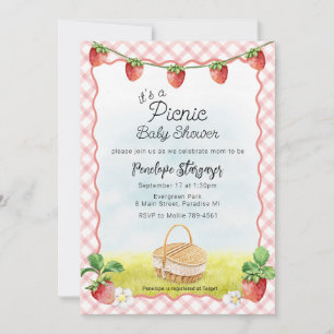 007 Rote Erdbeeren Picknick Baby Shower Einladung