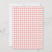 007 Roter Scroll-Gingham-Kreuzkerzen-Taufe Einladung (Rückseite)