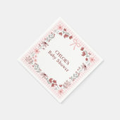 008 Blush Pink Wildflower Bow Gingham Shower Serviette (Ecke)