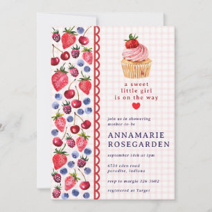 008 Rosa Beerensorte-Cupcake-Baby-Party Einladung