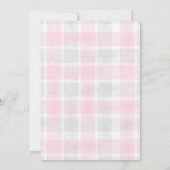 009 Fuchsia 020 Fog Sun Plaid Stork Baby Shower Einladung (Rückseite)