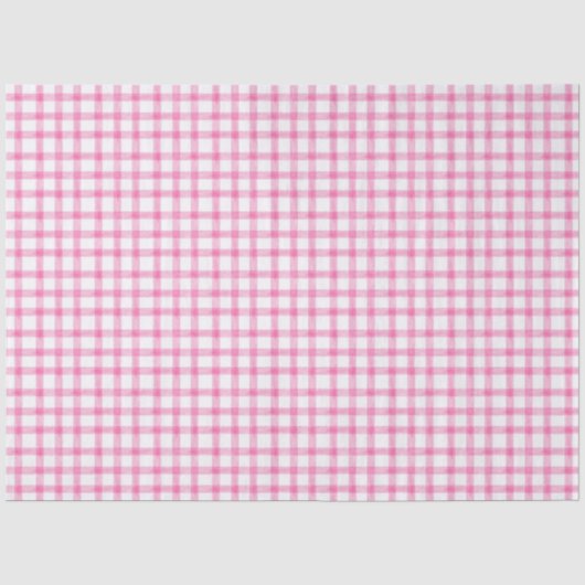 009 Fuchsia Hellrosa Gingham-Tissue-Papier Seidenpapier (Vorderseite)