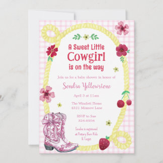 009 Fuchsia Land Cowgirl Baby Shower Einladung