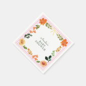 009 Fuchsia Pink Florales Gingham-Baby-Shower Serviette (Ecke)