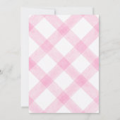009 Fuchsia Pink Teddybär Gingham-Baby-Party Einladung (Rückseite)