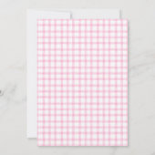 009 Fuchsia Scroll Gingham Kreuz Kerze Taufe Einladung (Rückseite)