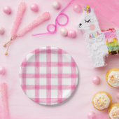 009 Fuchsia-Wasserfarbe-Karo Kleine Papierplatten Pappteller (Party)