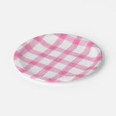 009 Fuchsia-Wasserfarbe-Karo Kleine Papierplatten Pappteller (Schrägansicht)