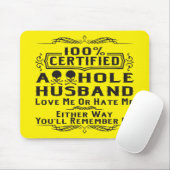 !00% Certified A-hole Husband #USAPatriotGraphics Mousepad (Mit Mouse)