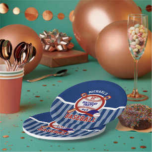 00th Geburtstags-Party - Baseball - dunkelblau Pappteller
