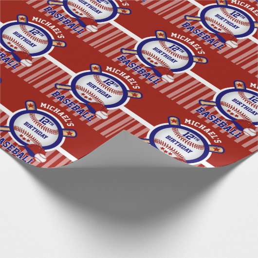00th Geburtstags-Party - Baseball Geschenkpapier (Ecke)