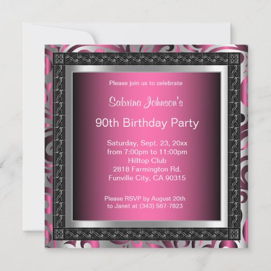 00th Rosa metallisches des Einladung (Rückseite)