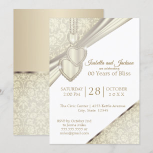 00th Vintage Elfenbein Creme Jubiläum Einladung