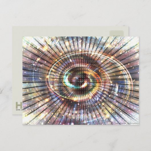 0100101010001101 (Teil 2) | Code Binary Cyberspace Postkarte (Vorne/Hinten)