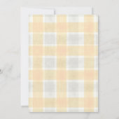 010 Amber 020 Fog Sun Plaid Stork Baby Shower Einladung (Rückseite)