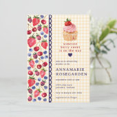 010 Amber Orange Beeren-Patchwork-Cupcake-Baby-Par Einladung (Stehend Vorderseite)