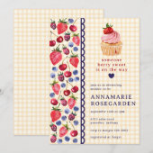 010 Amber Orange Beeren-Patchwork-Cupcake-Baby-Par Einladung (Vorne/Hinten)