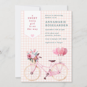 011 Terrakotta Süßer Blumen Mädchen Fahrrad Baby S Einladung