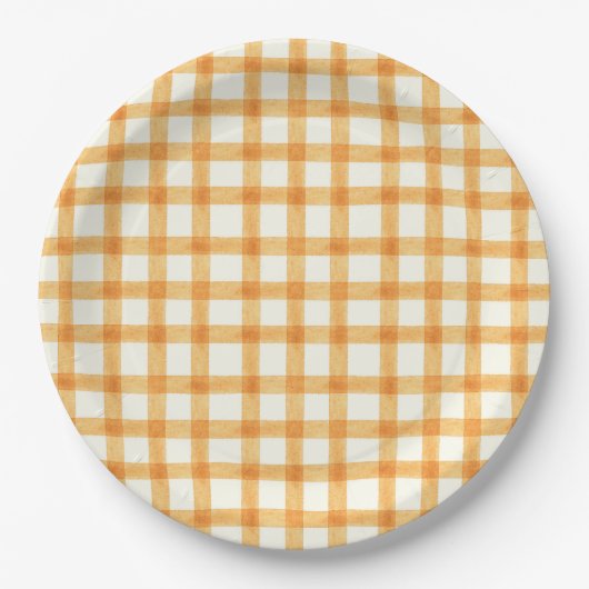 012 Kupfer-Aquarell-Gingham-L-Papierplatten Pappteller (Vorderseite)