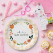 012 Kupfer-Blumen-Gingham-Baby-Party Pappteller (Party)