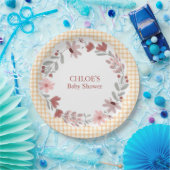 012 Kupfer-Wildblumen-Bogenrahmen Gingham Pappteller (Party)
