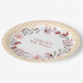 012 Kupfer-Wildblumen-Bogenrahmen Gingham Pappteller (Schrägansicht)