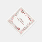 013 Chocolate Brown Wildflower Bow Gingham Shower Serviette (Ecke)