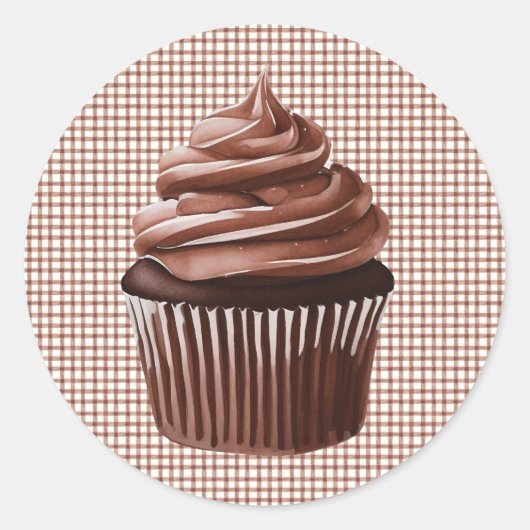 013 Chocolate Cupcake on Gingham Sticker (Vorderseite)