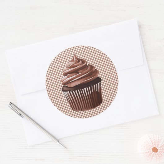 013 Chocolate Cupcake on Gingham Sticker (Umschlag)