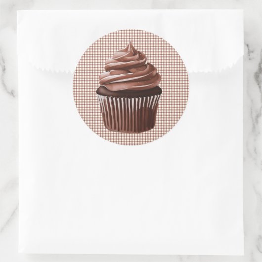 013 Chocolate Cupcake on Gingham Sticker (Tasche)