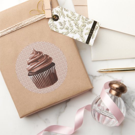013 Chocolate Cupcake on Gingham Sticker (Schenken)