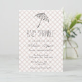 013 Schirm Gingham Baby Chocolate Sprinkle Einladung (Stehend Vorderseite)