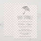 013 Schirm Gingham Baby Chocolate Sprinkle Einladung (Vorne/Hinten)