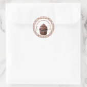 013 Schokoladen-Cupcake Gingham Danke Aufkleber (Tasche)