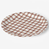 013 Schokoladen-Wasserfarbe-Gingham-L-Papierteller Pappteller (Schrägansicht)