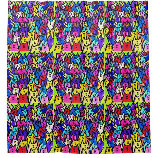 0141 - Katzen-Muster - Duschvorhang (Vorderseite)