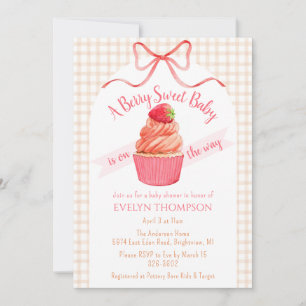 014 Latte Braune Beere Süße Erdbeere Baby Shower Einladung
