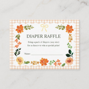 014 Latte Gingham Baby Shower Windel-Raffel Begleitkarte