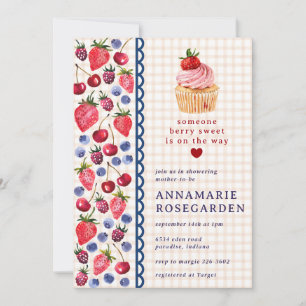 014 Latte Tan Beeren-Patchwork-Cupcake-Baby-Party Einladung