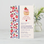014 Latte Tan Beeren-Patchwork-Cupcake-Baby-Party Einladung (Stehend Vorderseite)