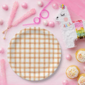 014 Latte Tan Watercolor Gingham L Papierplatten Pappteller (Party)
