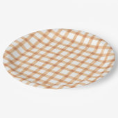 014 Latte Tan Watercolor Gingham L Papierplatten Pappteller (Schrägansicht)