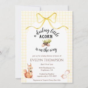 015 Süße Eichhörnchen-Eichel-Gingham-Baby-Party-Ei Einladung