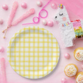 015 Zitronengelb Wasserfarbe Gingham L Papierplatt Pappteller (Party)