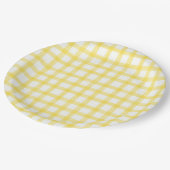 015 Zitronengelb Wasserfarbe Gingham L Papierplatt Pappteller (Schrägansicht)