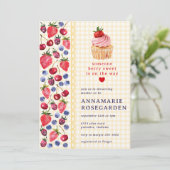016 Marigold-Beeren-Patchwork-Cupcake-Baby-Party Einladung (Stehend Vorderseite)