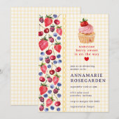 016 Marigold-Beeren-Patchwork-Cupcake-Baby-Party Einladung (Vorne/Hinten)