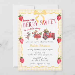 016 Marigold Gingham Beere Süße Farm Baby Shower Einladung