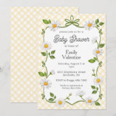 016 Marigold Yellow Floral Daisy Plaid Baby Shower Einladung (Vorne/Hinten)